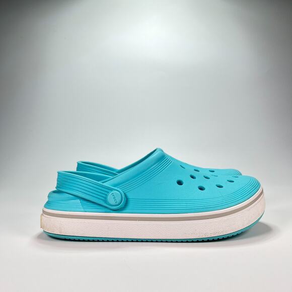 Crocs Off Court Clog Neon Blue Lightweight Slip On Shoes Casual Youth Size 4 - Picture 1 of 10